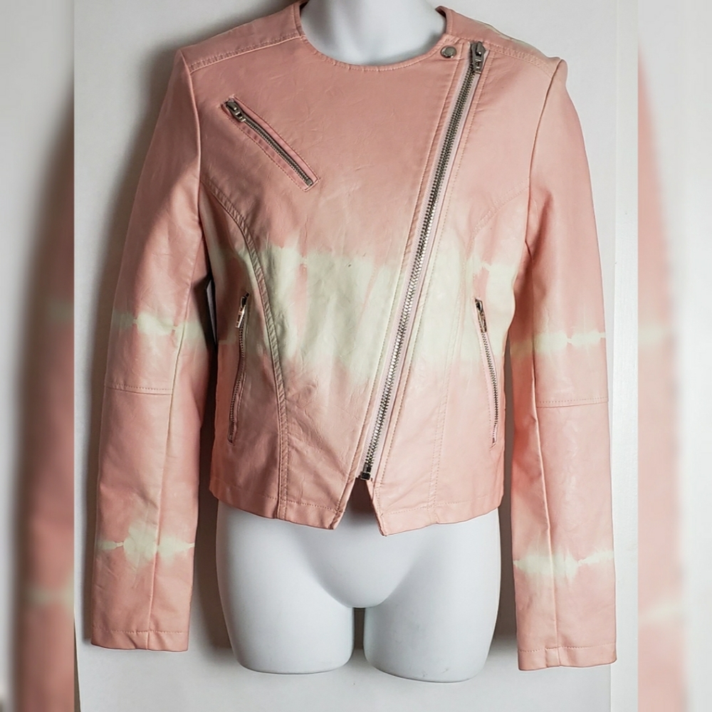 Blank NYC  Pu Tie-dye moto jacket